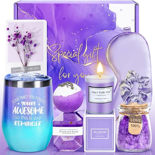 Geschenke für Frauen, Mutter, Ehefrau, Freundin, Schwester, sie - Happy Birthday, Weihnachten, Valentinstag, Muttertag Geschenke - Lavendel Spa Geschenkkorb-Set Dankeschön-Geschenke