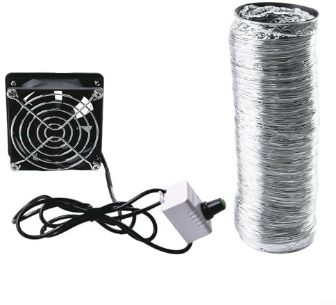 Oniissy Leistungsstarker Ventilator mit starker Saugkraft und Kunststoffkanal für effektive Rauch- und Staubabsaugung, USB-Ventilator, Rauchabsorber, Abluftventilator (Ventilator plus 6 m Rohr)