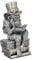 Casablanca Design Skulptur Lesender AFFE mit Bücher Höhe 22 cm Breite 11 cm Silber antik aus Poly Wohnzimmer Skulpturen Deko Modern (Steampunk Reading Ape)