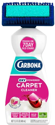 Carbona 2-in-1 Oxy-Powered Carpet Cleaner (13.5 Fl Oz), Spot Cleaner with Dual Sponge & Bristle Applicator for Targeted Cleaning, Fast Formula