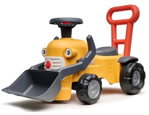 FALK - Porteur Chantier Marcel - Pelle Frontale - Dès 12 Mois - 90% de Plastique recyclé - Barre d'aide à la Marche - Fabriqué en France - 910D, Jaune