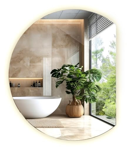 Tulup Modernes 90cm LED beleuchtetes Spiegel für Badezimmer und Flur im Glamour Stil Wandspiegel