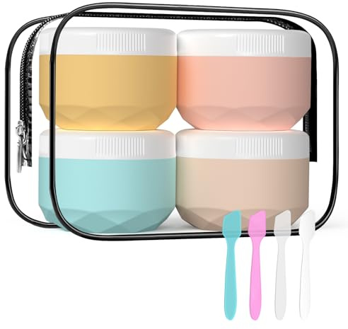 WLEAD 4 Stück Tiegel, 75ml Cremedosen TSA-geprüfter | Reisebehälter mit transparenter Tasche, auslaufsicher für Kosmetik Gesicht Körper BPA-frei