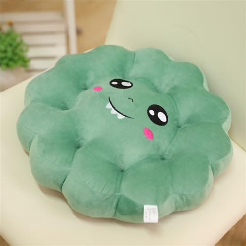 Ueiwffzo Sitzkissen 45 cm Kinder Stuhlkissen Blume Rund Verdickte Sitzkissen, Deko Kuschelkissen für Kinder Sofa Couch (Grüner Dinosaurier)