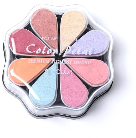 Desuibao Stempelkissen in 8 Farben, Blütenblatt-Stempelkissen für Gummistempel, waschbares Regenbogen-Stempelkissen, farbige Bastel-Stempelkissen zum Stempeln, Kartenherstellung, Scrapbooking,
