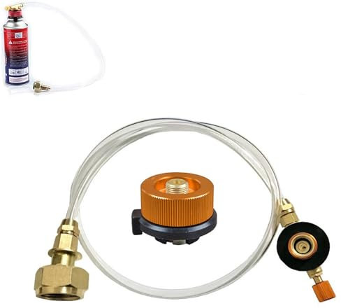 Wjelet 1 Stück Kartuschen Gaskartuschen Adapter Set, Propan Refill Adapter, Schlauch Flaschenadapter mit Gasschlauch, Campingkocher Gas Adapter für Picknick Im Freien Kochgeräte