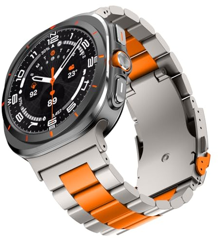 AISPORTS Compatibile con Samsung Galaxy Watch Ultra Cinturino in lega di titanio per donne e uomini, regolabile con fibbia in metallo massiccio, cinturino sportivo di ricambio per Samsung Galaxy Watch