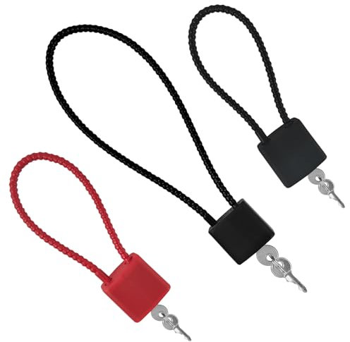 MOSTFUN 3 PCS Steel Rope Padlocks with Keys, Heavy Duty Padlock Lock, Padlock Long Shackle Padlock Flexible Cable for Wheelie Bin Suitcase Bicycle Gym Cabinets Small Cable Padlock Black Red