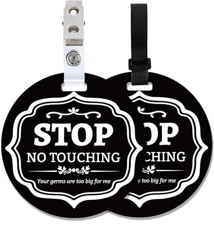 PLIGREAT 2 Sets Stop No Touching Baby Signs Black and White Border Please Do Not Touch Baby Sign for Baby Boys Girls for Baby Carrier Car Seat Stroller Tag with Hanging Straps and Clip