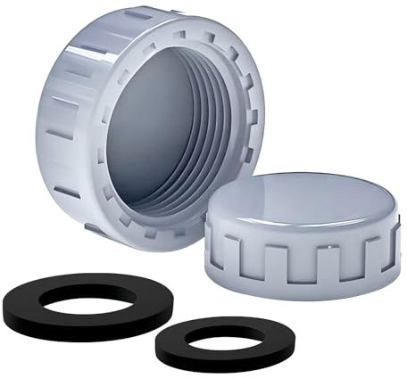 Ctyjia 2 Pièces PVC Capuchon de Fermeture, 63mm Tuyau Capuchon, Bouchon Fileté, Bouchon en PVC pour Tuyau D'eau, avec Rondelle