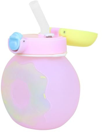 Bambinos Donut Water Bottle - 380ml Silicone Donut Water Bottle With Staw For Kids Great Gift For Girls And Boys