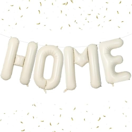 DazzJoy Welcome Home Luftballon, 16 Zoll Cremeweiß WELCOME HOME Buchstaben Ballons, Willkommen Zuhause Deko Luftballons Geburtstag, Welcome Home Deko Folienballon, Willkommen Zurück Deko Helium Ballon