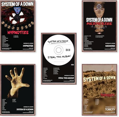 KPJFZFEY Poster System of A Down, limitierte Auflage, ungerahmt, 20 x 30 cm, Leinwandposter, Schlafzimmer, Landschaft, Büro, Raumdekoration, Geschenk, 4 Stück