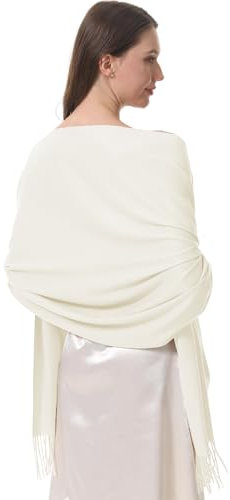 lifwimner Pashmina Schal Damen Festliche Stola für Abendkleid Tücher Schultertuch Geschenk für Winter Hochzeit Herbst Braut Party (Elfenbein)