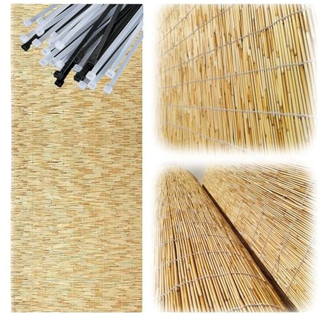 Clôture extérieure en bambou naturel pour balcon et jardin - 1,5 x 5 m et 2 x 5 m - Canisse en bambou naturel pour séparation de cour et arrière-cour (A3, 65 x 950 cm)