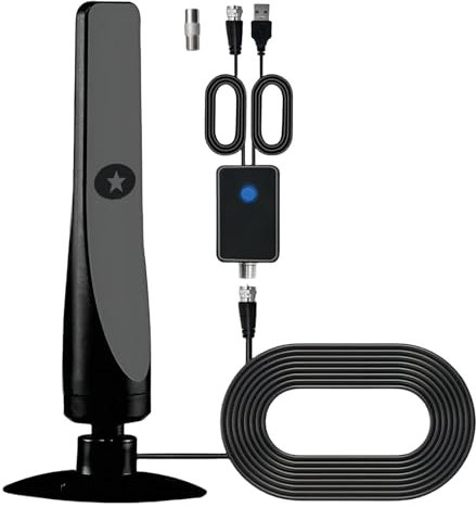 festberg hitenna Digitale TV-Antenne mit Signalverstärker, tragbar, unterstützt 4K & 1080p, für lokale Free to Air Kanäle, ideal für Smart TV