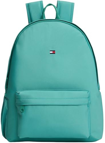 Tommy Hilfiger Kinder Unisex Rucksack Essential mit Außentasche, Türkis (Bahama Green), Einheitsgröße