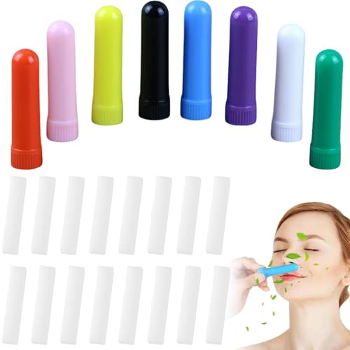 8 Stück Riechstifte für ätherische öle, Gute Hygroskopizität Naseninhalator Stift Riechstäbchen mit 16 Docht Nachfüllbarer Inhalator Stick (8 Farben)