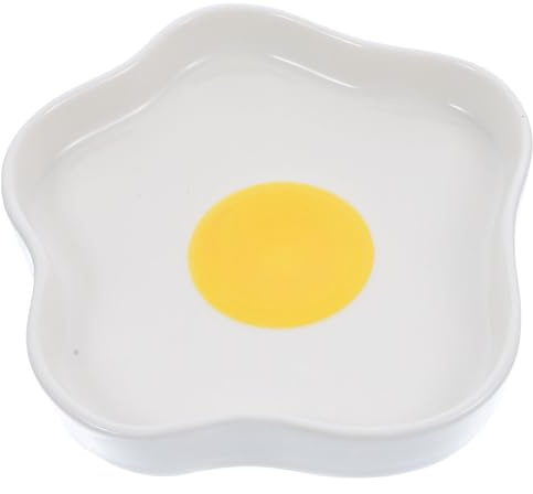Homoyoyo Ceramic Egg-Shaped Snack Tray with Irregular Cartoon Design, Cute Breakfast Plate for Household Food Display, Creative Fruit Dish and Dessert Serving Plate for Kitchen Use