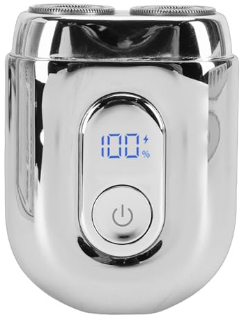 Brrnoo Mini-Elektro-Bartschneider, Tragbar, für Unterwegs, IPX7, USB C, Schnellladung, für Männer (SILVER)