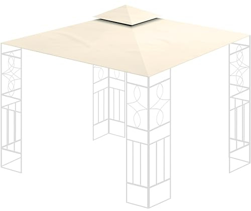 Habeig Pavillon Ersatzdach 3x3m, Polyester mit PVC-Beschichtung, Wasserdicht, 340g/m², Spitzdach mit Luftablass, 4kg (Beige #51)