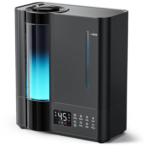 AROEVE 8L Warm- & Kaltnebel Luftbefeuchter für große Räume 60H/25dB Leise | Top-Fill, Aroma Diffusor, 7-Farben Licht, 1-24H Timer, Smart Hygrostat Raumbefeuchter große Räume Baby Pflanzen Wohnzimmer