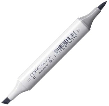 Copic Sketch Coloured Marker Pen - (C-7) Cool Gray No.7, For Art & Crafts, Colouring, Graphics, Highlighter, Design, Anime, Professional & Beginners, Art Supplies & Colouring Books