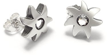 Nord-Form Sonnen-Ohrstecker mit Bergkristall in Brillantschliff 925/ Silber