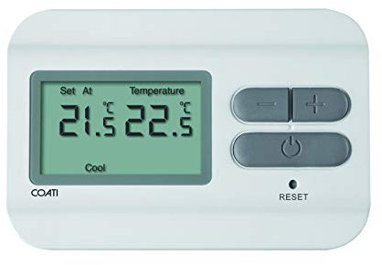 SIMON - Termostato Digital Coati, para Calefacción y Aire Acondicionado, Termostato para la Casa, con Control de Temperatura y 3 Funciones, Color Blanco