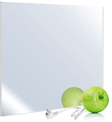 VIESTA® H320-SP Spiegel Infrarotheizung 320 W mit Ein-Ausschalter – Heizpaneel mit höchstem Wirkungsgrad dank Carbon Crystal Technologie – flache Glasheizung aus Sicherheitsglas