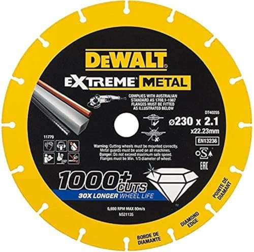 DeWalt DT40255-QZ, Disco Diamantato Taglio Metallo 230x22.23x2.1mm
