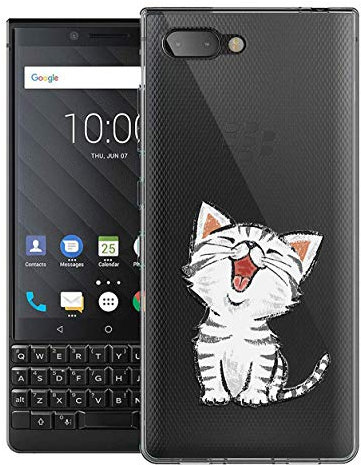 Sunrive Für BlackBerry KEY2 LE Hülle Silikon, Transparent Handyhülle Schutzhülle Etui Case für BlackBerry KEYtwo LE (TPU Katze 2)+Gratis Universal Eingabestift