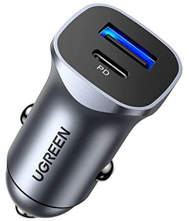 UGREEN Chargeur Allume Cigare USB C PD QC 3.0 Rapide Chargeur Voiture Compatible avec iPhone 15 Plus Pro Max 14 13 Pro SE 2022 iPad Pro Galaxy S23 Ultra Plus S22 A14 A54 Pixel 7 Pro GPS