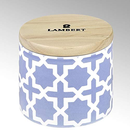 Lambert - Ebba - Duftkerze im Gefäß im Deckel - Keramik/Bambus/Paraffingemsich/Duftöle - Lavendel - H: 8cm / D: 9cm