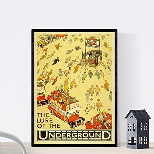 Nacnic Vintage Poster. Weinleseplakat Europas. London-U-Bahn. A3 Größe mit Rahmen