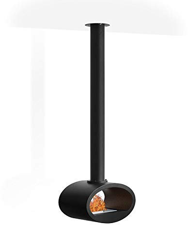 Wikao Ellipse - Noir Grand modèle (h. 219cm), cheminée éthanol (poele Bio,Mural,Grande,XXL, Grand poele Bio)
