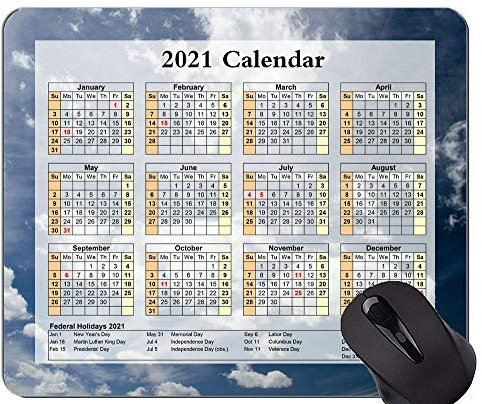 Kalender für 2021 Jahre Mouse Pad, Sky Clouds Bewölktes Wetter Mousepads