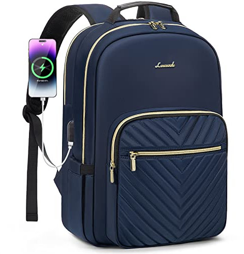 LOVEVOOK Laptop Rucksack Damen, 15,6 Zoll Laptoptasche Rucksack Wasserdicht Schulrucksack Mädchen Teenager Rucksack mit Laptopfach USB-Ladeanschluss, für Business Reisen Schule Blau