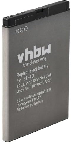 vhbw Akku Ersatz für Simvalley PX-3884-675 für Handy Smartphone Telefon (1300mAh, 3,7V, Li-Ion)