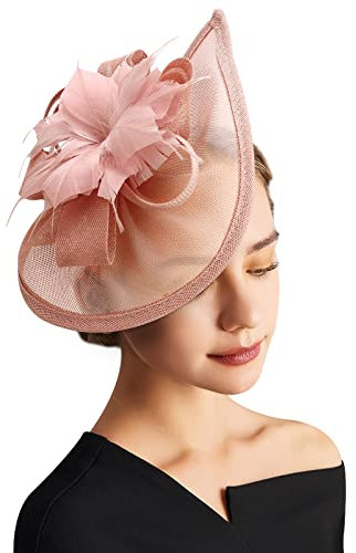 DRESHOW Fascinator Chapeaux Tea Party Chapeau Vintage Pilulier Chapeau Bandeau Cocktail Chapeaux pour Filles et Femmes