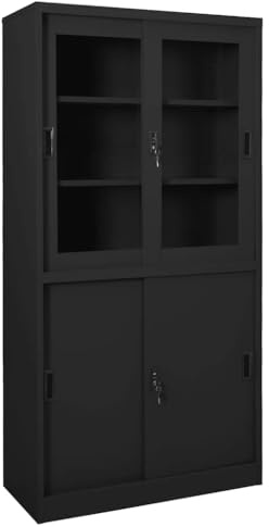 vidaXL Büroschrank mit Schiebetür Aktenschrank Büromöbel Metallschrank Stahlschrank Lagerschrank Universalschrank Schrank Anthrazit 90x40x180cm Stahl