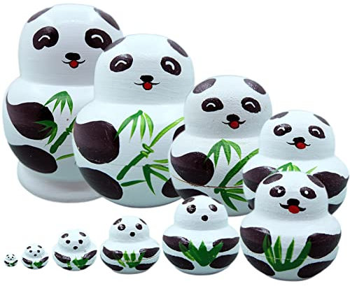 10 Schichten Russische Matroschka-Puppen, Holz Tier Nesting Dolls, Schön Matroschka-Puppen, Für Partys, Festivals, Wohnzimmer, Schlafzimmerdekorationen(Panda)
