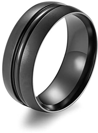 Banemi Verlobungsring Edelstahl, Eboy Rings Rille Schwarz Ringe Valentinstag Schmuck Größe 57 (18.1)