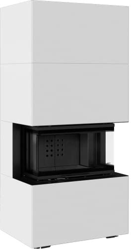 KRATKI Home Easy Box NBC 7 holzbefeuerter Kamineinsatz mit Lufteinlass Plus Bianco modulares Gehäuse BImSchV2-konform 7kW weiße Stahlglasscheibe Guillotine-Tür Thermotec-Auskleidung