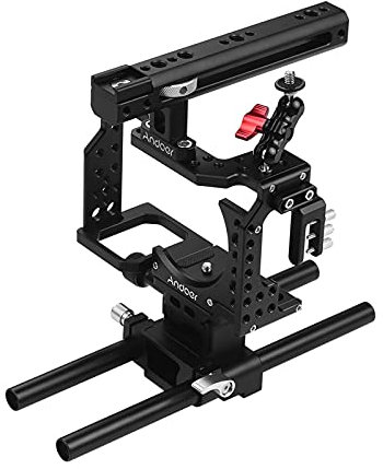 Andoer Camera Cage + Top Handle + 15mm Pole Base Plate Kit Video Film Making Stabilizer for Sony A7II / A7III / A7SII / A7M3 / A7RII / A7RIII Camera
