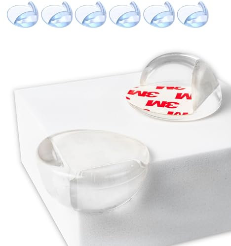 Ecken und Kantenschutz, 6 Stück, vor-geklebt, kristallklar, rundes Design, Spezial Kleber, für Tischecken und Möbelecken, Eckensicherung, Baby Eckenschutz, Tischeckenschutz Kinder, Kantenschutz Möbel