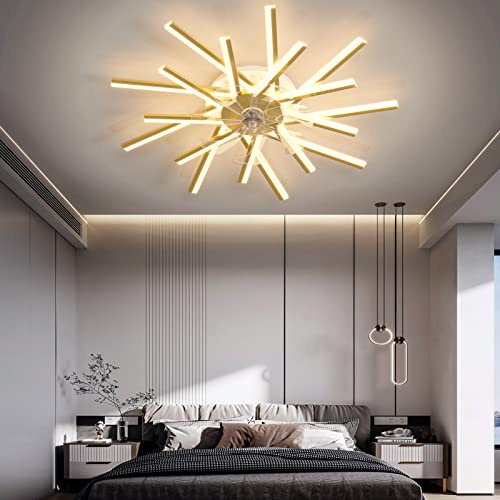 Ventilatore Da Soffitto 100CM Di Grandi Dimensioni Con Telecomando APP Reversibile DC 6 Velocità Ventilatore Da Soffitto Silenzioso Con Luce LED Dimmerabile Per Soggiorno Camera Da Letto-Gold||100CM