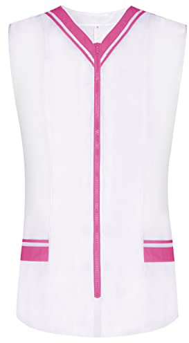 MISEMIYA - Arbeitskleidung Frau OHNE ÄRMEL WEIß/SCHWARZ UNIFORM KLINIK Krankenhaus Reinigung TIERARZT Gesundheit GASTGEWERBE Ref-818 - Small, Pink