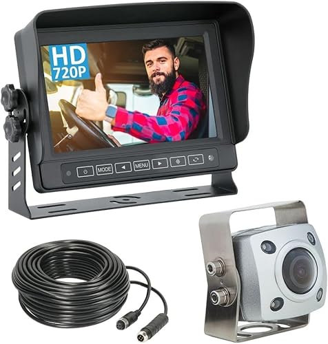 VSG24 Wasserdichtes Rückfahrkamera 7 HD PROGUARD-Set inkl. Kamera, Monitor, Kabel - IP69K + IP54X - Wasserdicht Nachtsicht 12V-24V Einfache Montage – Rückfahrsystem Wohnwagen LKW Anhänger Wohnmobile