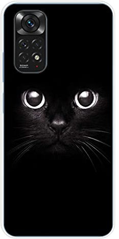 1001 Coques Coque en Silicone imprimée Compatible Xiaomi Redmi Note 11 4G Yeux de Chat